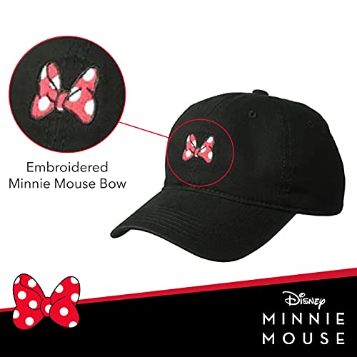Image of Disney Minnie Mouse Dad Hat, Cotton Adjustable Baseball Cap with Curved Brim