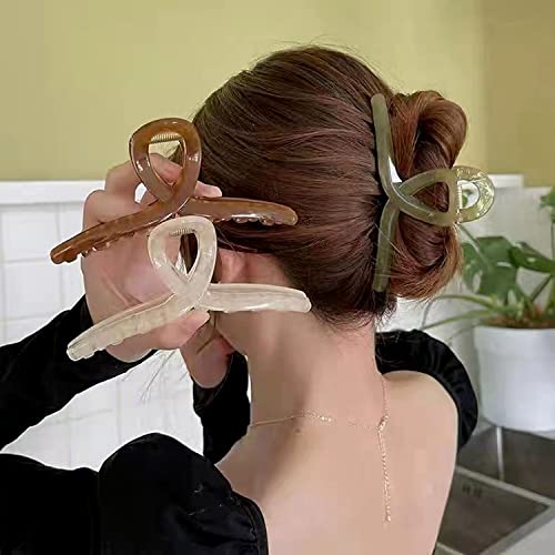 Faelbaty Big Hair Claw Clips Large Butterfly Hair Clips For Women 5.1" Large Jelly Clip Larger Size Hair Clip For Girls Hair Accessories For Long Thick Hair 4 Pcs #TOP1