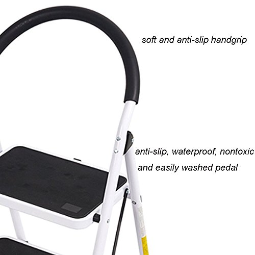 Dporticus Portable Anti-Slip 2 Step Ladder Folding Lightweight Steel Step Stool Platform 330LBS Capacity