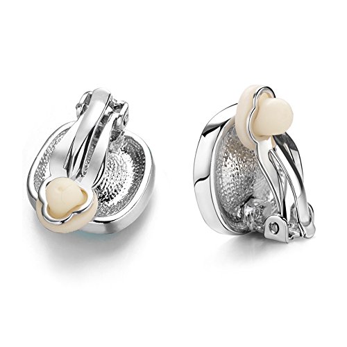 Clip-On Earrings For Women And Girls Swarovski Elements Blue Crystal Ear Clip #TOP3