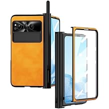Case for Google Pixel Fold 5G 2023, Upgraded Magnetic Hinge Protection Ultra-Thin Slim Fit Luxury Nappa Leather Cover with Built-in Screen Protector & Hidden Kickstand