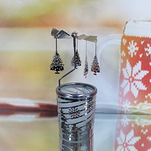 Ilajao Rotary Tea Light Carousel Angel Rotary Candle Holders Spinning Tealight Holders Christmas Decoration For Tabel Centrepieces Gift For Mom Women Wife Birthday-6 ¼ Inch Tall(Trees) #TOP3
