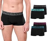 INNERSY Unterwäsche Herren Sexy Boxershorts Schwarz Unterhosen mit Eingriff Shorts 4er Pack (XL, Schwarz)