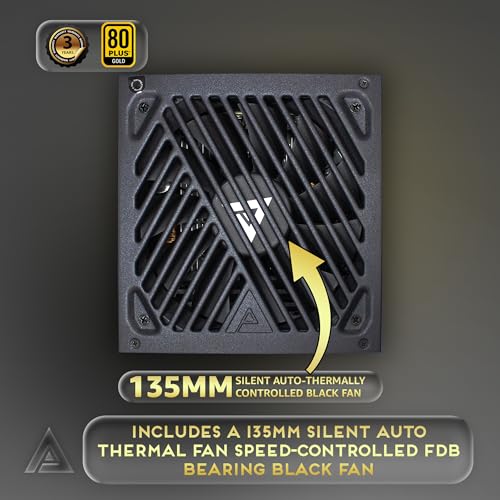 Apevia ATX-GX1200W Galaxy 1200W Fully Modular 80+ Gold Certified, ATX 3.0 & PCIE 5.0 Ready Active PFC ATX Gaming Power Supply, Includes Gen 5 12VHPWR Connector - Thumbnail 4