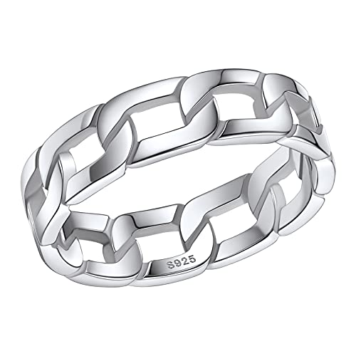 PROSILVER Herren Trauring 925 Silber Minimalist Ring 5,4mm Panzerkette Design Ehering Verlobungsring Memoirering Ewigkeitsring Größe 62 Schmuck Accessoire für Männer Cover