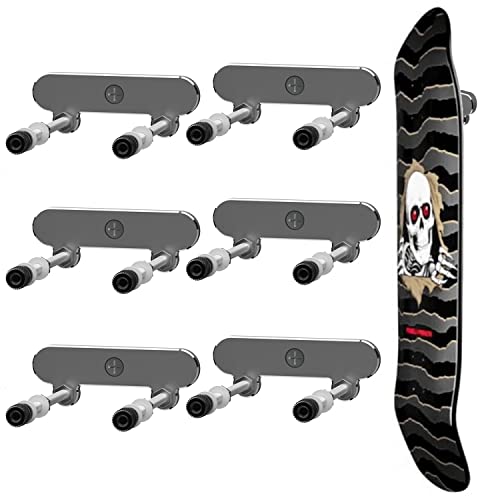 ezbnb 6 Packs Skateboard Wall Mount Aluminum Skateboard Hanger for Skateboard Deck Display Skateboards Storage Horizontal & Floats Vertically (Screw Holes Version)