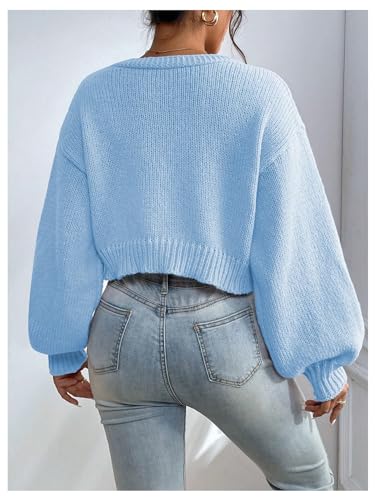 Image of SHENHE Women's Pearl Beaded Open Front Cardigan Oversize V Neck Drop Shoulder Cropped Sweater
