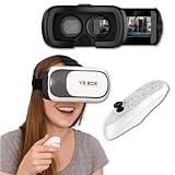 Óculos VR BOX 3D Realidade Virtual com Controle Bluetooth – Compatível com Android e iOS, Lentes HD Ajustáveis, Conforto com Tiras Reguláveis, Ideal para Filmes e Jogos