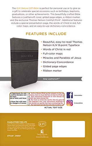 KJV, Deluxe Gift Bible, Imitation Leather, Gray, Red Letter Edition: Holy Bible, King James Version
