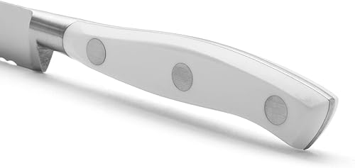 Miniatura 4 de ARCOS Cuchillo Tomate Forjado Serrado 5 Pulgadas Nitrum Inox y Hoja 5.118 in. Mango ergonómico POM Polioximetileno. Serie Riviera Blanc. Color Blanco