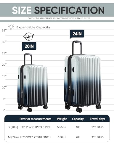 Image of Carry on Luggage 2 Piece(20in /24inch - Airline Approved Suitcases with Spinner Wheels, Built-In TSA Lock,Hard Shell Expandable Suitcases