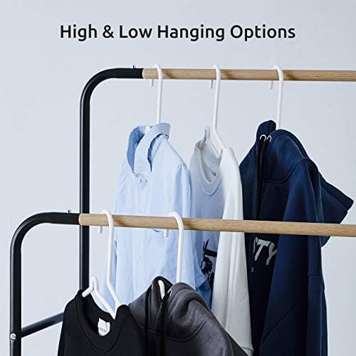 YOUDENOVA Clothes Rail on Wheels Clothes Rack Double Hanging Rails for Clothes Rails for Bedroom Heavy Duty Metal Stand Storage Shelf Black