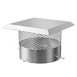 6 Inch Stainless Steel Round Chimney Cap with Mesh Screen, Heavy-Duty Rust-Proof Adjustable Flue Cover for Fireplace & Stove Vent Pipes, Weatherproof & Animal/Bird Guard, Easy Install, Spark Arrestor
