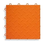 BlockTile B1US4927 Garage Flooring Interlocking Tiles Diamond Top Pack, Orange, 27-Pack
