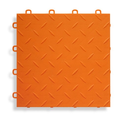 BlockTile B1US4927 Garage Flooring Interlocking Tiles Diamond Top Pack, Orange, 27-Pack