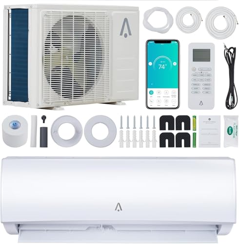 9,000 BTU Mini Split AC/Heating System, Mini Split Air Conditioners, 19 SEER2, Quiet Operation, 115V WIFI Enabled Energy Efficient Mini Split Unit, Installation Kits for Rooms Up to 450 Sq.ft