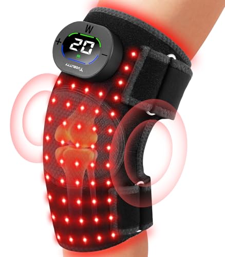 Knee Massager with Heat and Red Light Therapy 850nm Near-Infrared Therapy Device with Timer and Cordless Controller, Knee Therapy with Extended Belt to Use on Shoulder and Elbow Joints