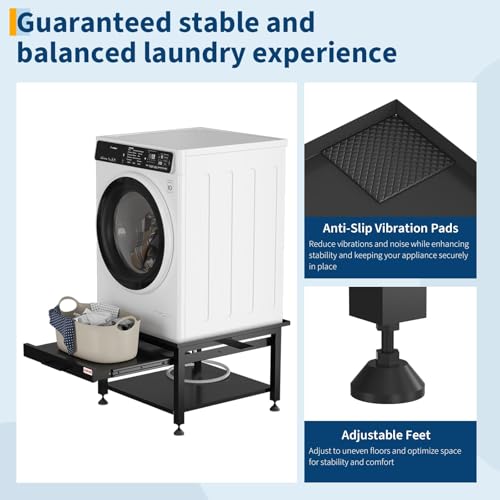 Garvee 24" Washer Dryer Pedestal, Laundry Stand with Pull-Out Storage Shelf by Garvee - Image 4