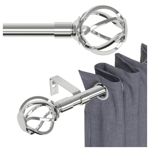 Gardinenstange Silber 300 cm Lang mit Gedrehten Käfigendstücken, Wandmontage Gardinenstangen Edelstahl Set, Metall 16mm Gardinenstange 3m für Outdoor Wetterfest