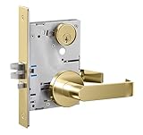 SUMBIN Commercial Lever Door Lock, Heavy Duty Locking Door Handle, ADA UL CUL Mortise Lever Lock, Non-Handed Grade 1 for Industrial Fire Door in Brush Gold Finish (Office)