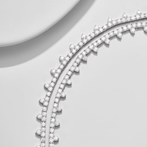 Planch Moissanite Tennis Chain Necklace:925 Silver Plated With 14k White Gold Moissanite Necklace For Women Handmade Fashion Party Prom Wedding Birthday Gifts Anniversary3