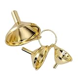 Conjunto de funil de aço inoxidável dourado conveniente para encher garrafas pequenas, transporte preciso, durável e fácil de limpar