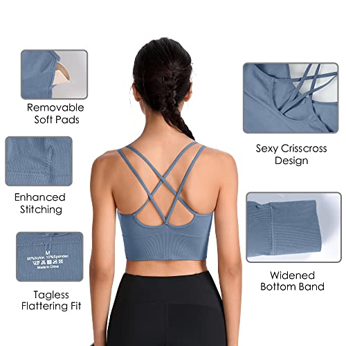 Evercute Cross Back Sport Bras Padded Strappy Criss Cross Cropped Bras For Yoga Workout Fitness Low Impact #TOP3