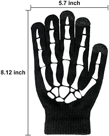 Lousye Luminous Halloween Costume Skull Gloves,Thickened Skeleton