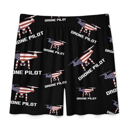 USA Flag Drone Pilot Men's Pajama Shorts Loungewear Elastic Waistband Beach Shorts with Pockets4