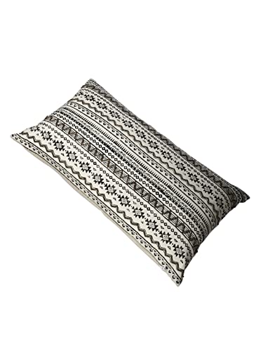 Image of miah decor Cream-Coloured Black Geometric Rectangle Cushion Covers