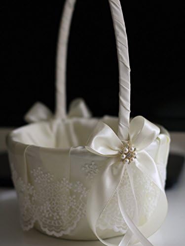 ONE FLOWER GIRL BASKET | Alex Emotions | Ivory Wedding Basket | Lace Collection | Wedding Ceremony Basket