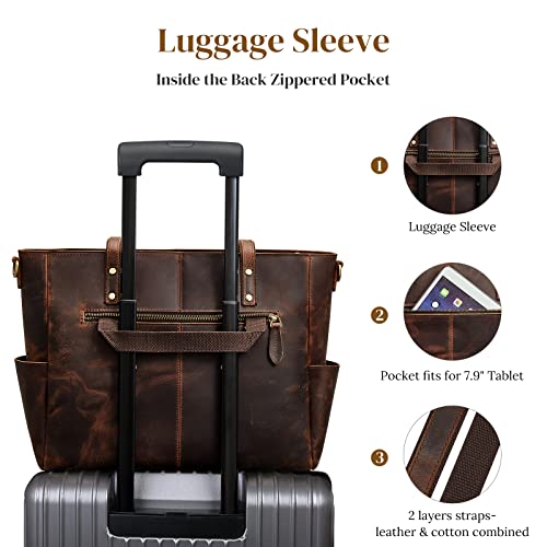 S-Zone Women Genuine Leather Tote Bag Large Shoulder Purse Vintage Crossbody Work Handbag #TOP4