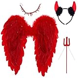 Juego de alas de ángel: el juego de accesorios de disfraz de ángel incluye 1 pluma de alas de ángel, 1 varita mágica y 1 aureola. Ropa de fiesta de ángel, súper duradera para la venta, diseño único, alta calidad, textura cómoda y suave.