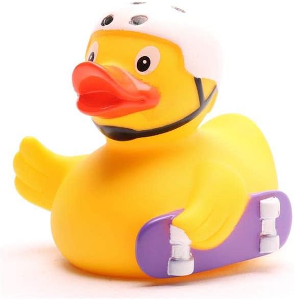 Badeente Skateboarder I Quietscheentchen I L: 8 cm I inkl. Badeenten-Schlüsselanhänger Badeente Skateboarder I Quietscheentchen I L: 8 cm I inkl. Badeenten-Schlüsselanhänger
