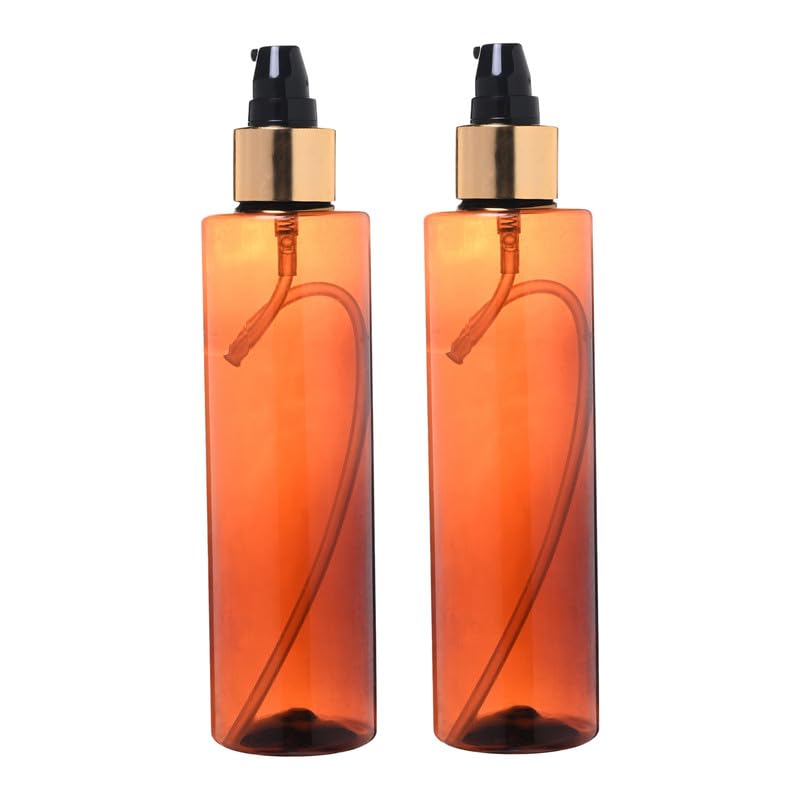 Devinez Round Amber Bottle, 200ml (Pack of 2) with Golden Black Lotion Pump Serum, Essential Oils, Blends, DIY Skin Care, Cosmetics, Multipurpose Bottle for Home and Travel Purpose-picture-23