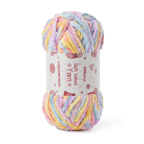 Image of 100g Fluffy Velvet Chenille Yarn for Crocheting and Knitting, 80m (87.5yd) Baby Yarn for Crocheting Soft, Crochet Chunky Yarns Amigurumi Yarns (Macaron)