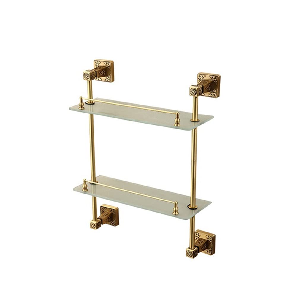 BAHELS Shower Caddy All-copper Antique Light Luxury Style Single And Double-layer Dressing Table Glass Shelf In Front Of