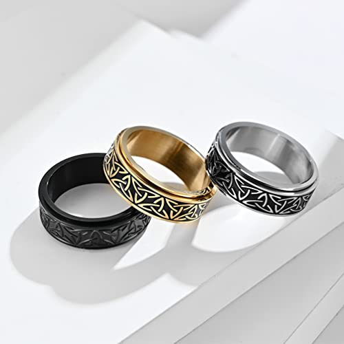 SINLEO Stainless Steel Anxiety Ring Celtic Knot Spinner Ring for Men Women Fidget Rings Stress Relieving Tool Jewelry for Anxiety Silver Size 11 by SINLEO - Used condition - Image 5