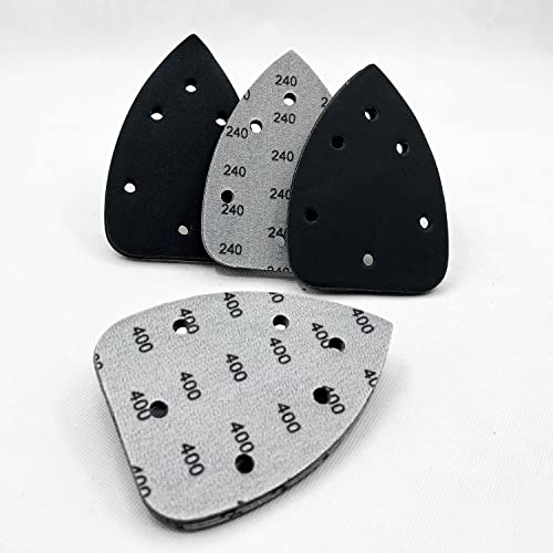 Autkerige Mouse Detail Sander Sandpaper, Triangle Sanding Pads (180/240/320/400 Grit), 40Pcs Silicon Carbide Palm Sander Pads With Hook And Loop For Wood, Stone, Furniture, Metal Polishing #TOP4