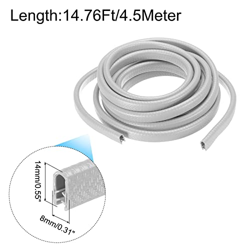uxcell Edge Trim Gray U Shape Edge Protector Rubber with Steel Clips Fits 5/64"-5/32" Edge 14.76Ft/4.5Meter Length Door Edge Guards by uxcell - Used condition - Image 2