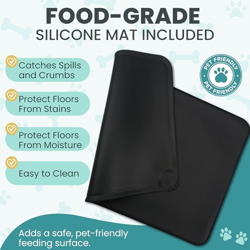 Weslore Automatic Cat Feeder 2.8L/4L Water Dispenser Set w/Tray Mat, Gravity Pet Feeder, Large Capacity Non-Spill Cat Water & Food Stainless Steel Bowls, Water Dispenser for Feeding Cats & Dog by WESLORE - Used condition - Image 6