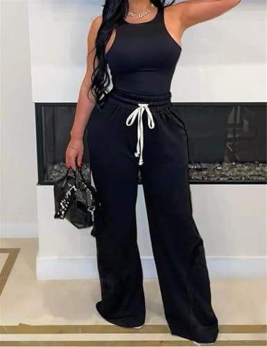 Womens Baggy Wide Leg Sweatpants, Casual Sweatpants with Drawstring4