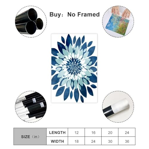 Impression sur toile fleurs bleu vert haut de gamme 50,8x76,2 cm - 2