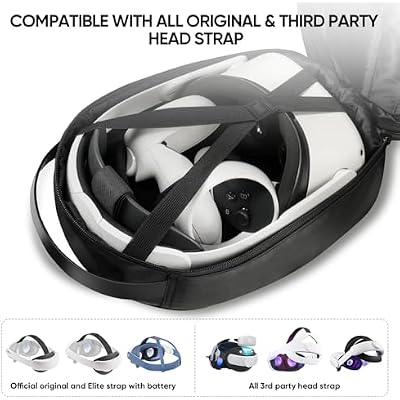 SARLAR Large Space Carrying Case Compatible with PlayStation VR2 & HTC Vive Focus Vision & Meta Quest 3S/Quest 3/Quest 2, VR Headsest Controllers Travel Case for All Head Strap with Battery, Black