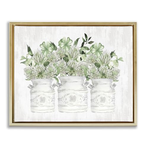 Rustic Shamrock Bouquet Still Life, 24 x 30 Inch Canvas in Floater Frame