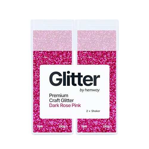 Hemway Glitter Shaker Dark Rose Pink 110g x2 Pack Fine, Craft Glitter Shakers for Resin & Epoxy Crafts, Christmas Art Supplies, Nail, Body, Face, Eye, Festival, Crafting, Slime, Sparkle