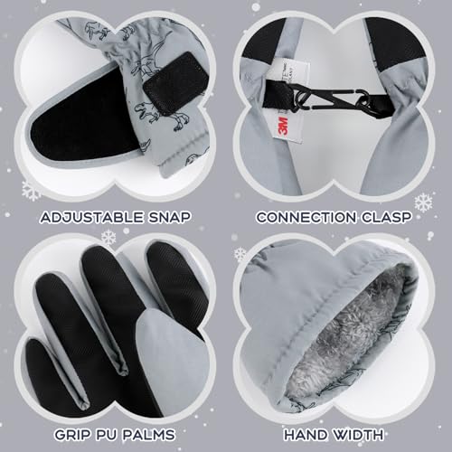 Image of Duoyeree Kids Waterproof Ski Gloves Warm 5-Fingered Winter Accessories for Boys & Girls Aged 4-13.