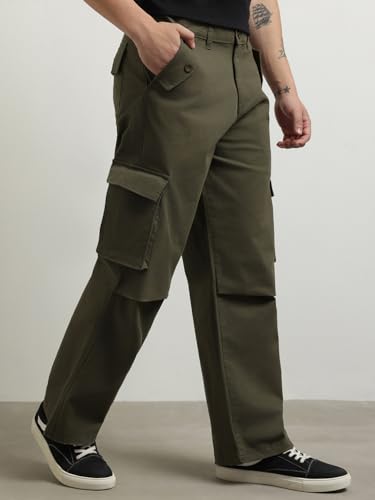 Image of Nobero Oversized Cargo Pants for Men | Oversized Fit | Multiple Cargo Pockets | Elasticated Waist | Casual & Utility Wear