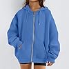 Women'S Hoodie Hoodies For Women Uk Zip Up Hoodie Ladies Casual Fall Winter Fleece Sweatshirts Fasion Jackets With Pockets 02-Blue 3Xl #2