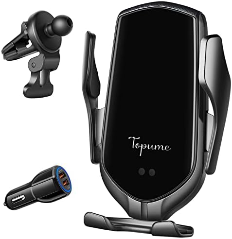 Wireless Car Charger,10W Qi Fast Charging Auto-Clamping Car Phone Mount Air Vent Phone Holder Compatible with iPhone 13/12/12Pro/SE/11/11Pro/11ProMax/XSMax/XS/XR,Samsung S10/S9/S8/Note10
